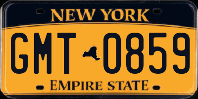 NY license plate GMT0859