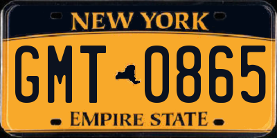 NY license plate GMT0865