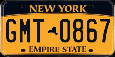 NY license plate GMT0867