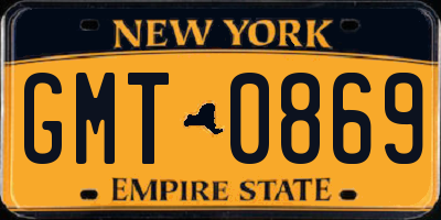 NY license plate GMT0869