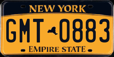 NY license plate GMT0883