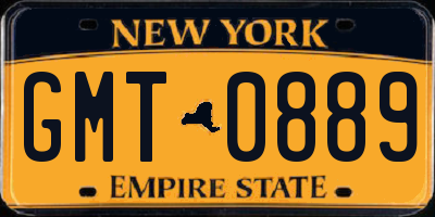 NY license plate GMT0889