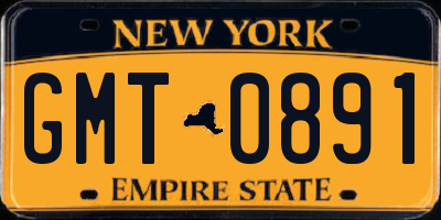 NY license plate GMT0891