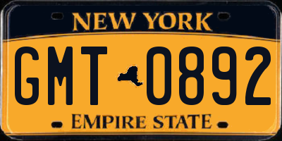 NY license plate GMT0892
