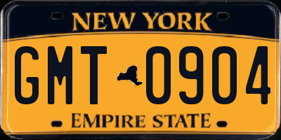 NY license plate GMT0904