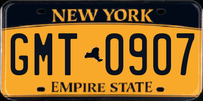 NY license plate GMT0907