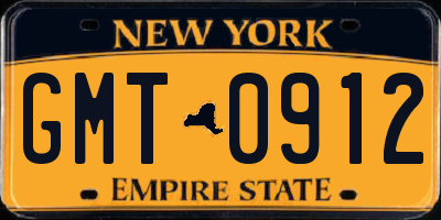 NY license plate GMT0912
