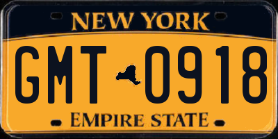 NY license plate GMT0918