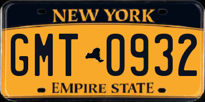 NY license plate GMT0932
