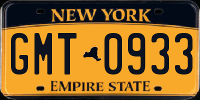 NY license plate GMT0933