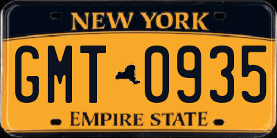 NY license plate GMT0935