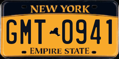 NY license plate GMT0941