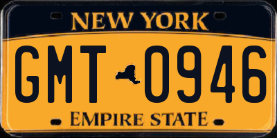 NY license plate GMT0946