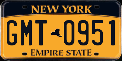 NY license plate GMT0951