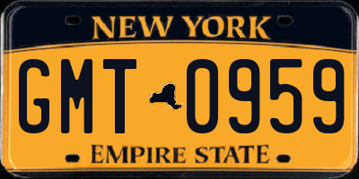 NY license plate GMT0959