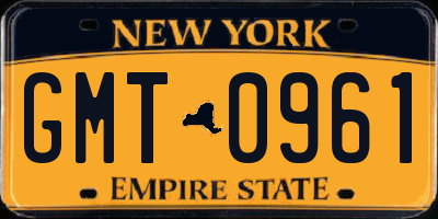 NY license plate GMT0961