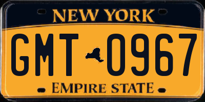 NY license plate GMT0967