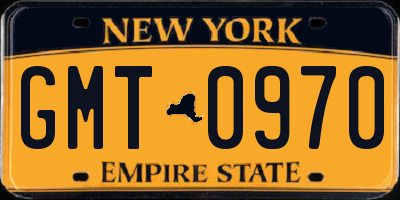 NY license plate GMT0970