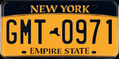 NY license plate GMT0971