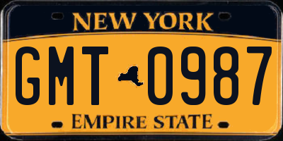 NY license plate GMT0987