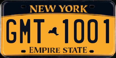 NY license plate GMT1001