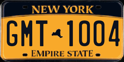 NY license plate GMT1004