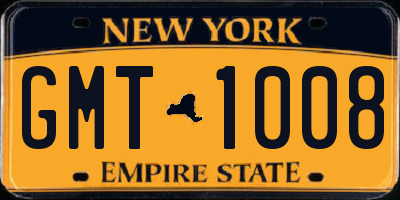 NY license plate GMT1008
