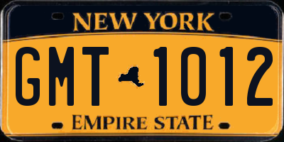 NY license plate GMT1012