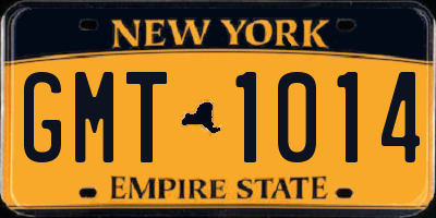 NY license plate GMT1014