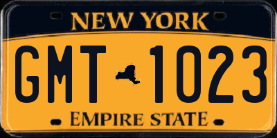NY license plate GMT1023