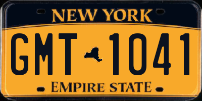 NY license plate GMT1041