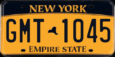NY license plate GMT1045
