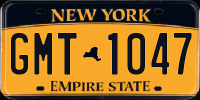 NY license plate GMT1047