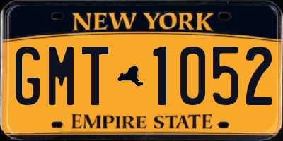 NY license plate GMT1052