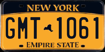 NY license plate GMT1061