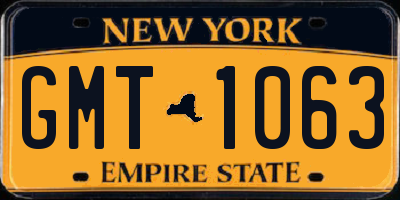 NY license plate GMT1063