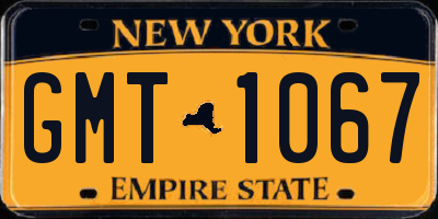 NY license plate GMT1067