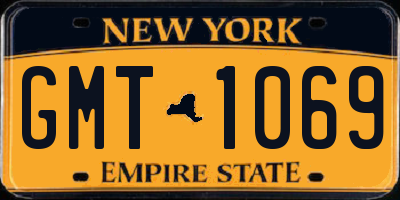 NY license plate GMT1069