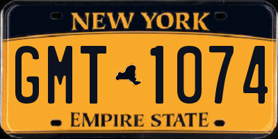 NY license plate GMT1074