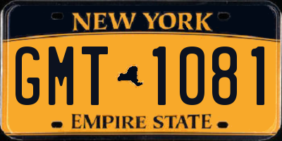 NY license plate GMT1081