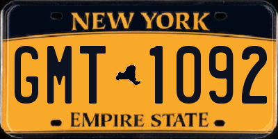 NY license plate GMT1092