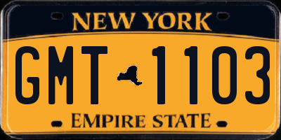 NY license plate GMT1103