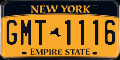 NY license plate GMT1116