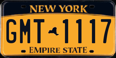 NY license plate GMT1117