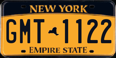 NY license plate GMT1122