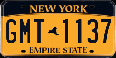 NY license plate GMT1137
