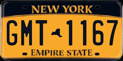 NY license plate GMT1167