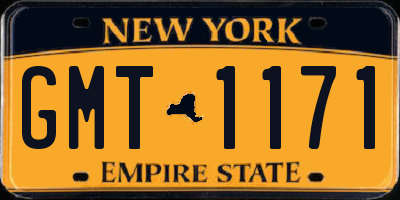 NY license plate GMT1171