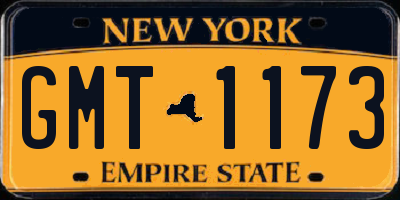NY license plate GMT1173