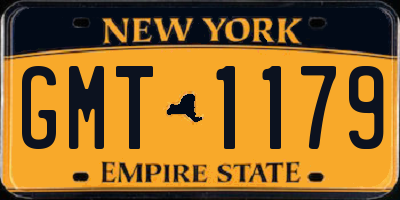 NY license plate GMT1179